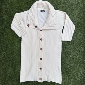 Hawick Cashmere of Scotland Shawl Collar Cable Knit 3/4 Sleeve Sweater Dress M